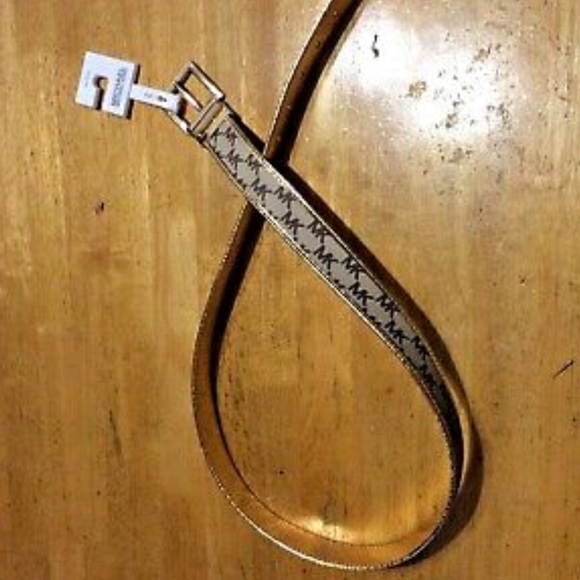 New MICHAEL KORS MK Gold Reversible BELT Leather L